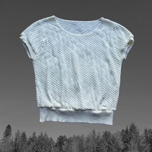 VTG 80s/90s Cropped Womens Sweater Tee Shirt - Short Sleeves, Small